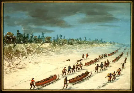 ミシガン湖を氷上で横断するサール。1681年12月8日 - ジョージ・キャトリン

Source:
La Salle traversant le lac Michigan sur la glace. 8 décembre 1681 - George Catlin