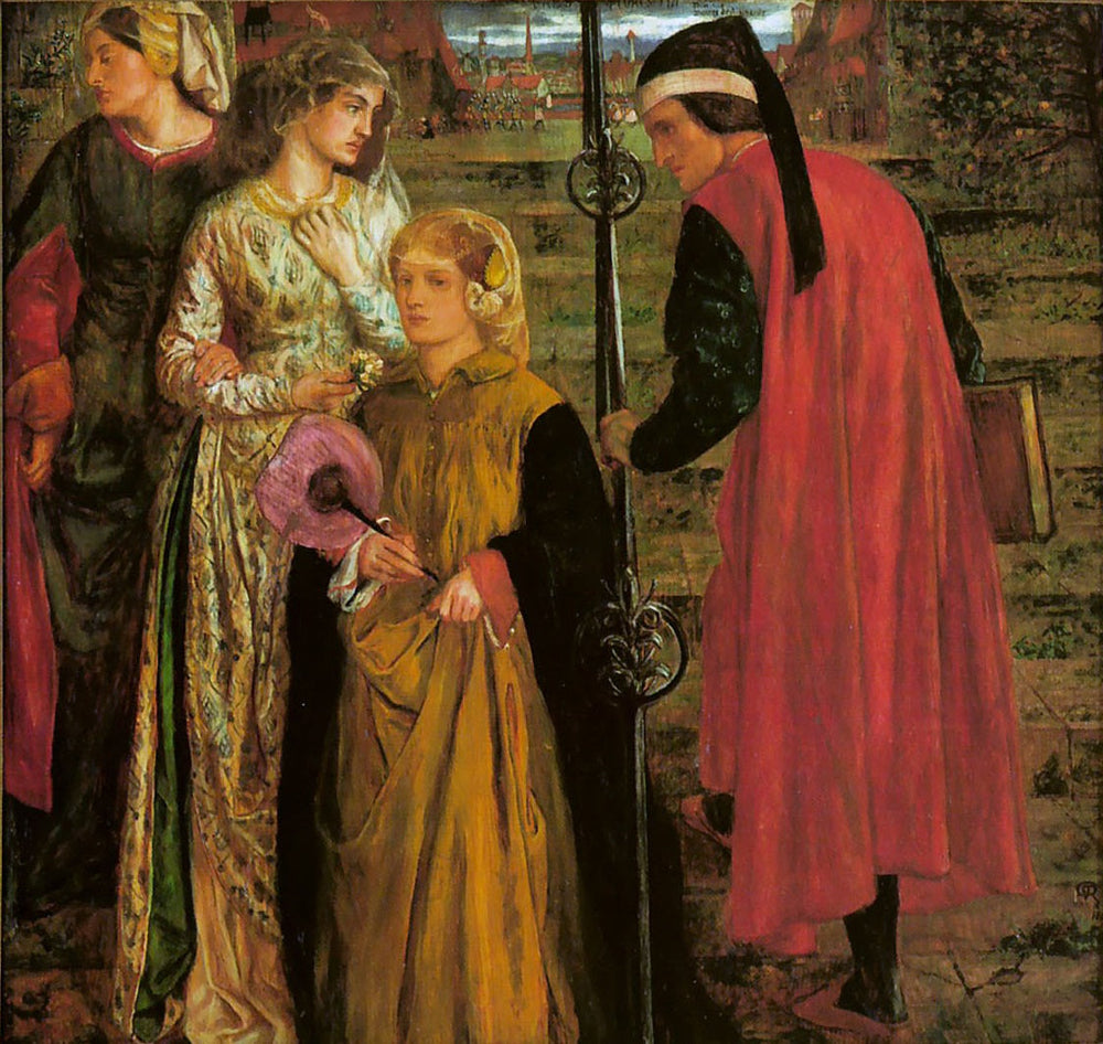 La salutation de Béatrice - Dante Gabriel Rossetti image 1 copie peinte à la main à l’huile