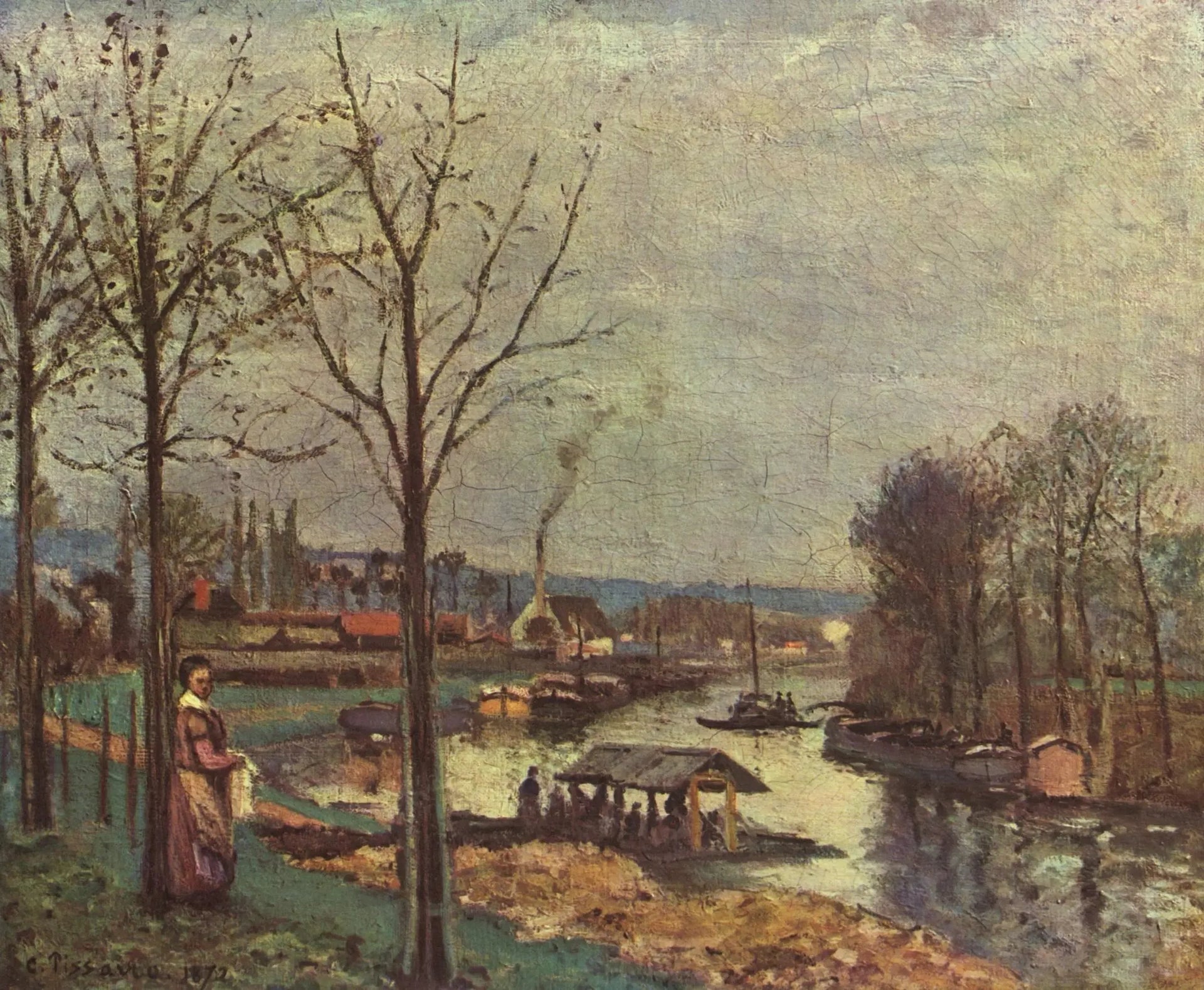 La Seine à Port-Marly, le lavoir - Camille Pissarro image 1 reproduction d’œuvre d’art à l’huile