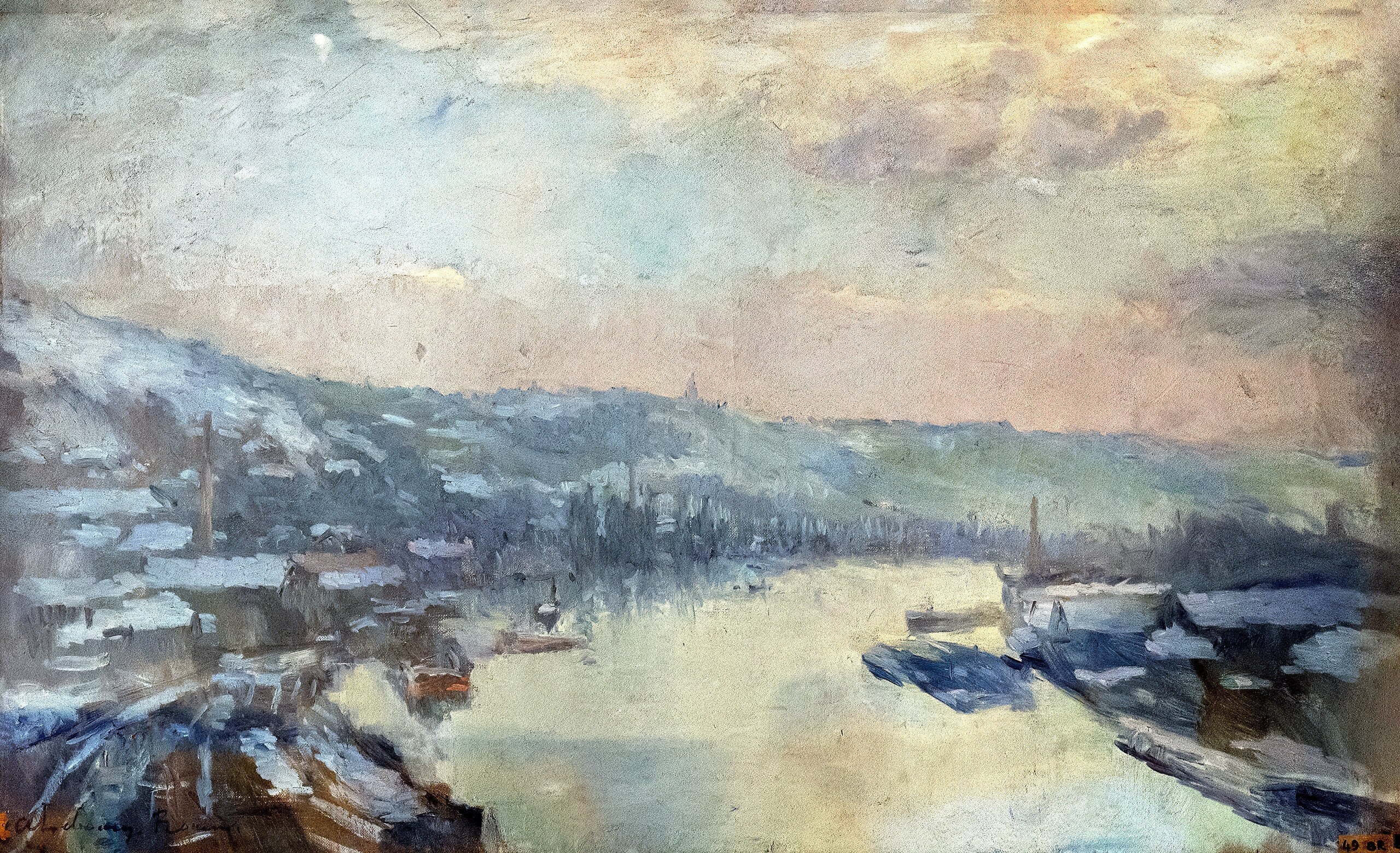 La Seine à Rouen en hiver, effets de neige - Albert Lebourg image 1 reproduction réalisée par Alpha Reproduction