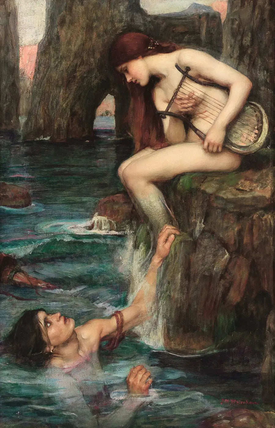 La sirène - John William Waterhouse image 1 copie peinte à la main à l’huile