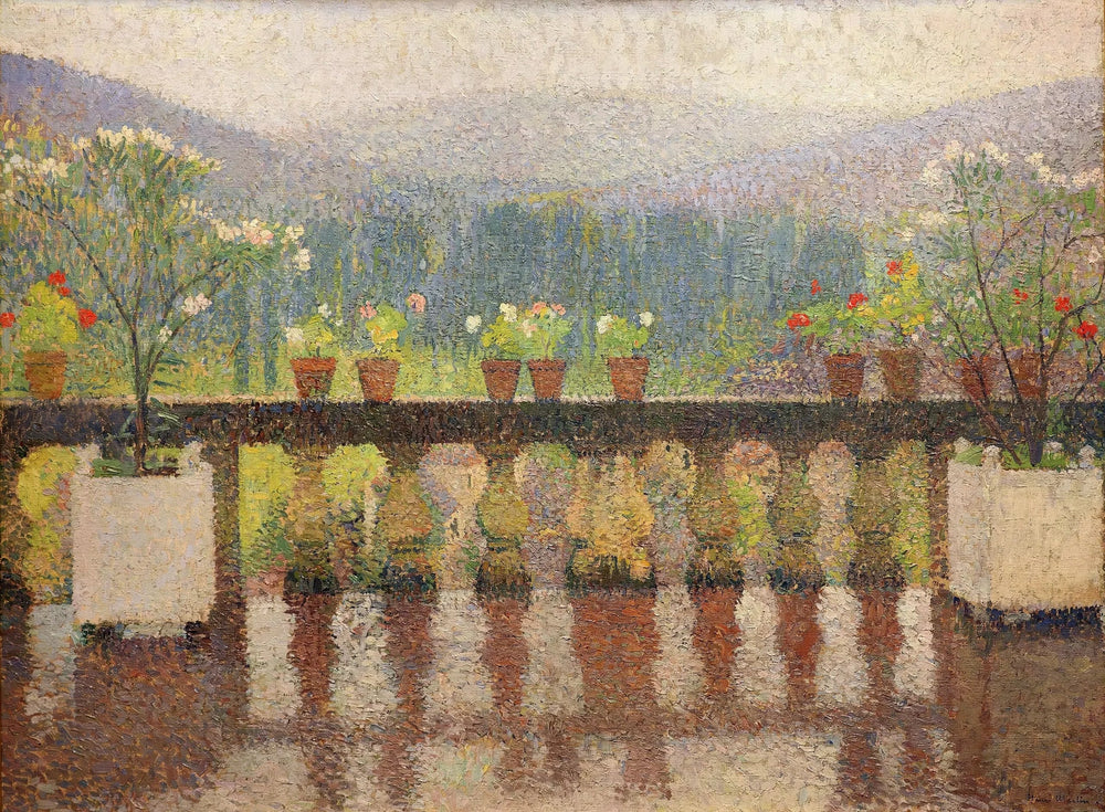 La terrasse à Marquayrol, temps pluvieux - Henri-Jean Guillaume Martin image 1 copie peinte à la main à l’huile