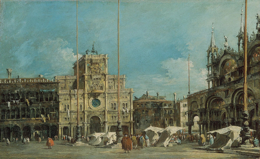 La tour de l'horloge sur la place Saint Marc - Francesco Guardi image 1 copie de tableau peinte à la main