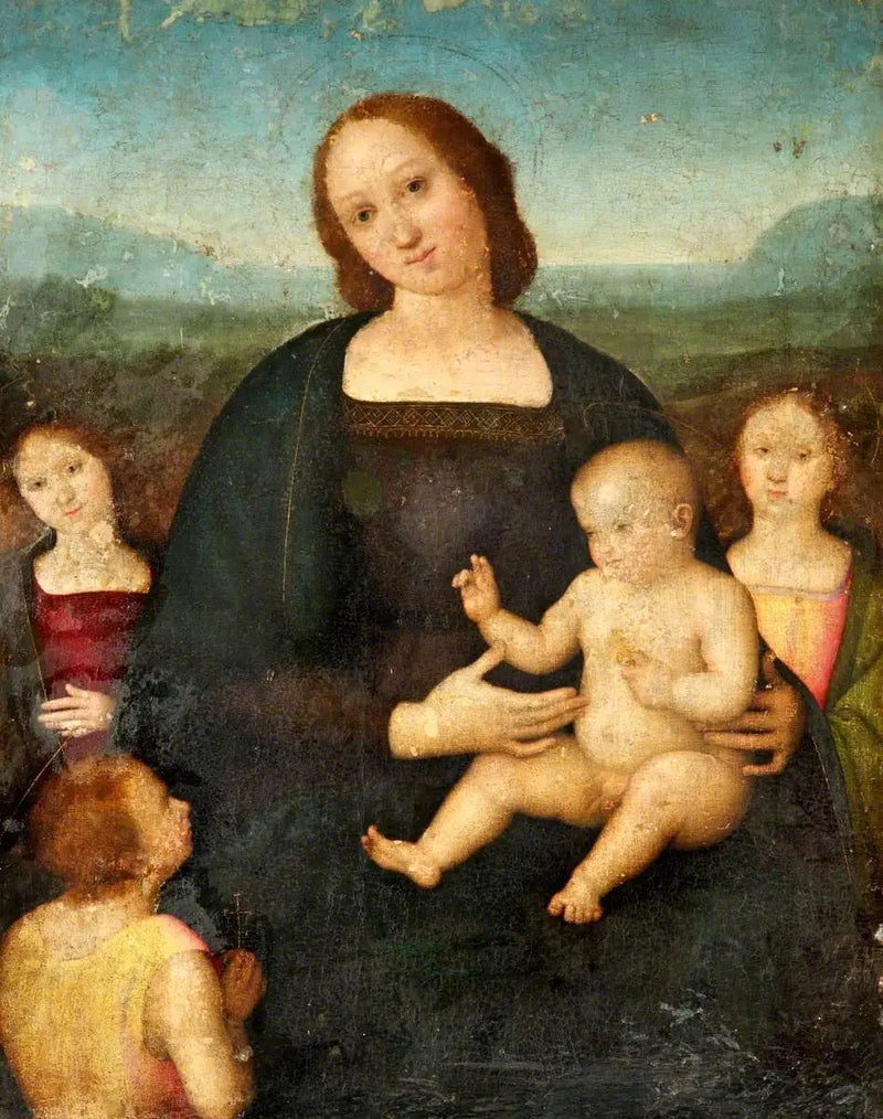 幼子と聖ヨハネと二人の天使を伴う聖母子 - ピエトロ・ペルジーノ