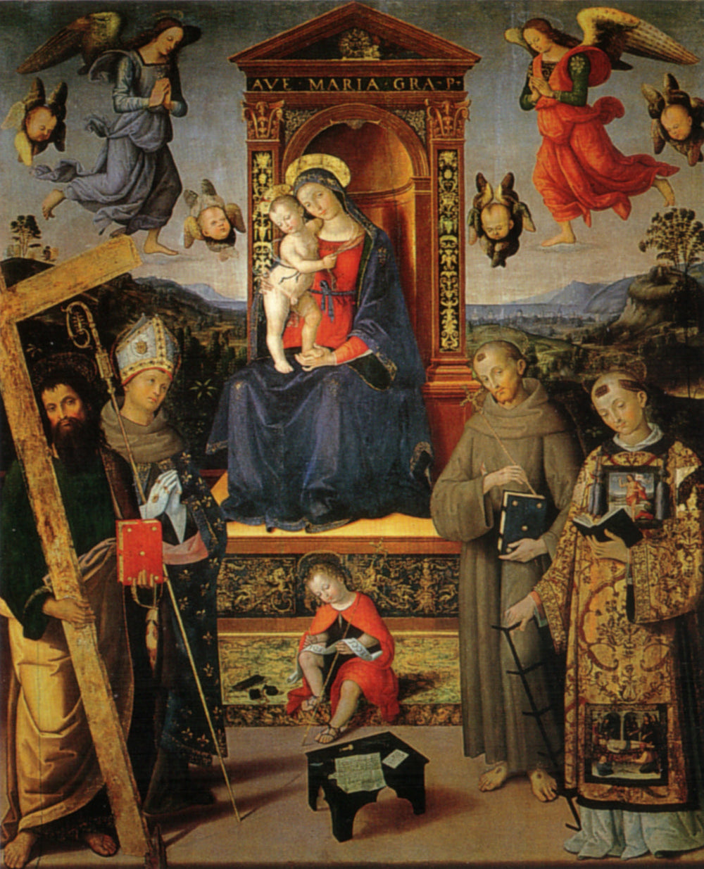 La Vierge à l'Enfant trônant avec des saints - Pinturicchio image 1 tableau peint à l’huile sur toile