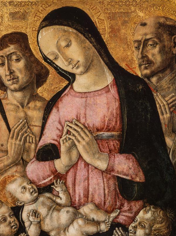 La Vierge à l’Enfant avec saint Sébastien saint François et des anges - Matteo di Giovanni - Alpha Reproduction