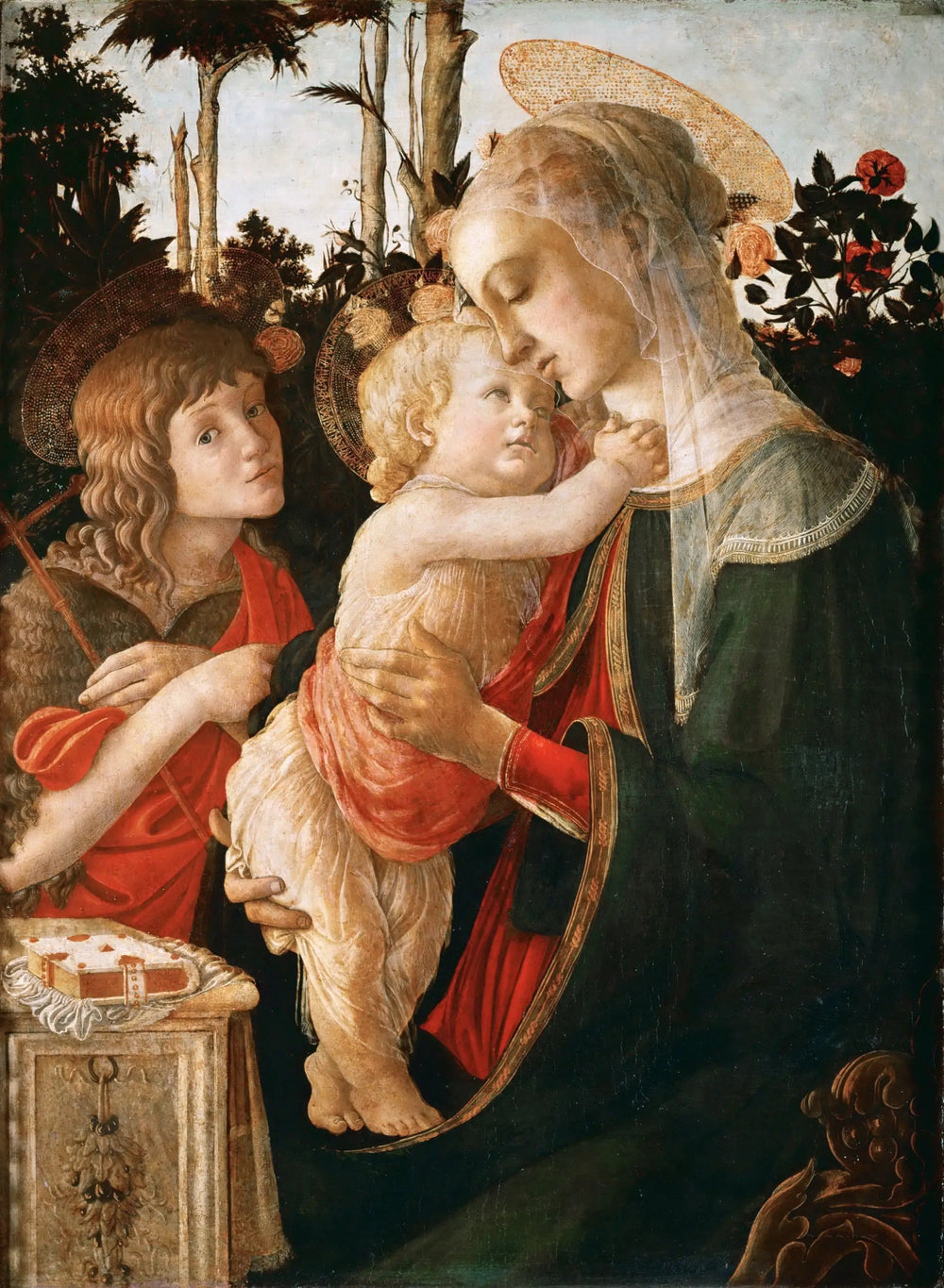 La Vierge et l'Enfant avec le jeune saint Jean-Baptiste - Sandro Botticelli image 1 copie de tableau peinte à la main
