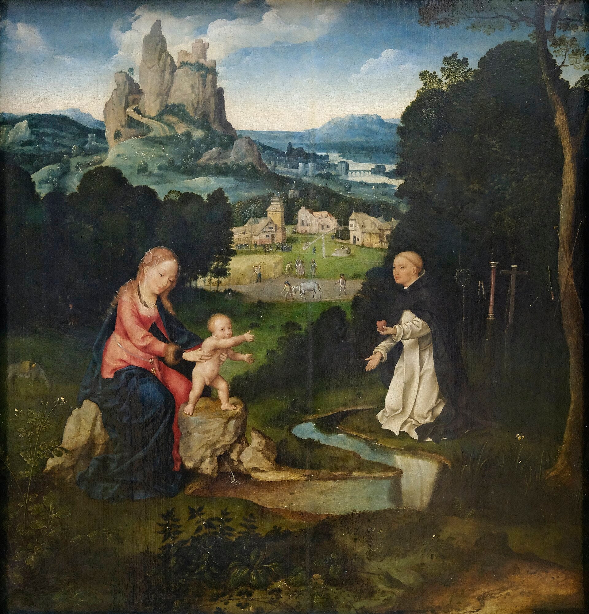 La Vierge et l’Enfant avec un dominicain offrant son cœur - Joos van Cleve - Alpha Reproduction