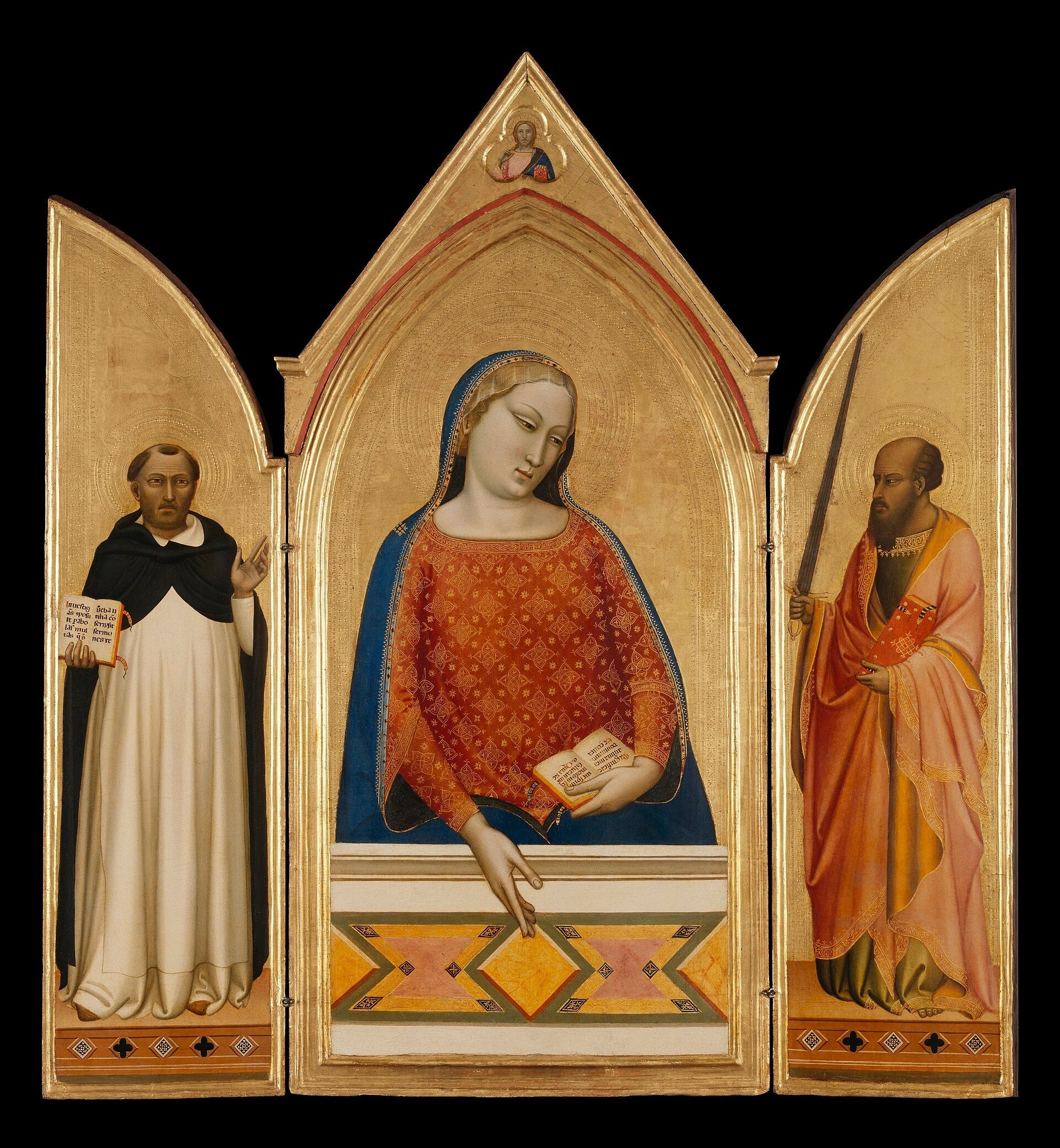 La Vierge Marie avec les saints Thomas d'Aquin et Paul - Bernardo Daddi image 1 copie peinte à la main à l’huile