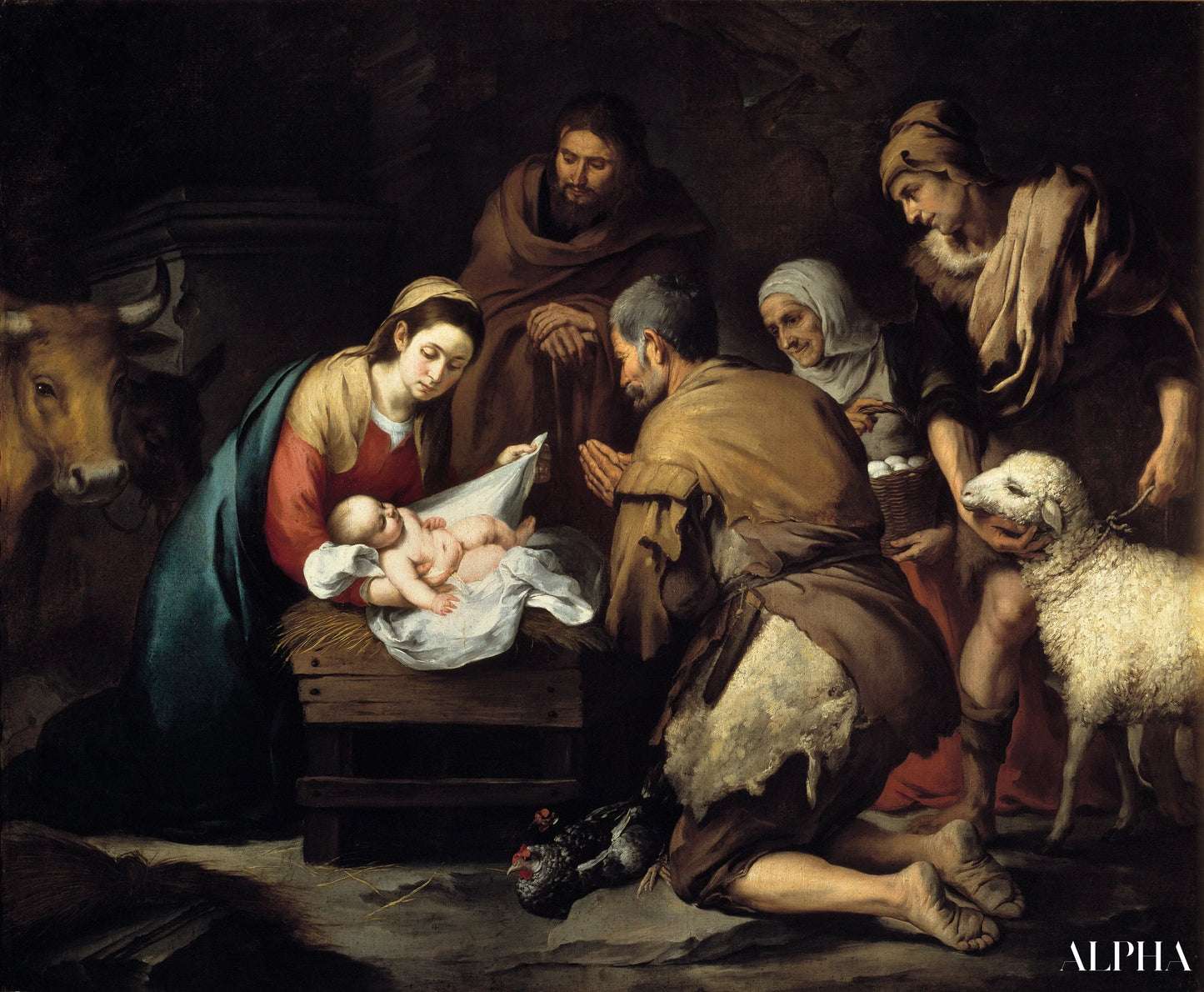 Reproduction du tableau « L'Adoration des bergers - Bartolomé Esteban Murillo » par Alpha Reproduction en peinture à l’huile