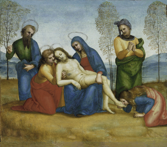死んだキリストへの哀歌、コロンナ祭壇画のプレデラ、1503-1505 年頃 - Raphaël