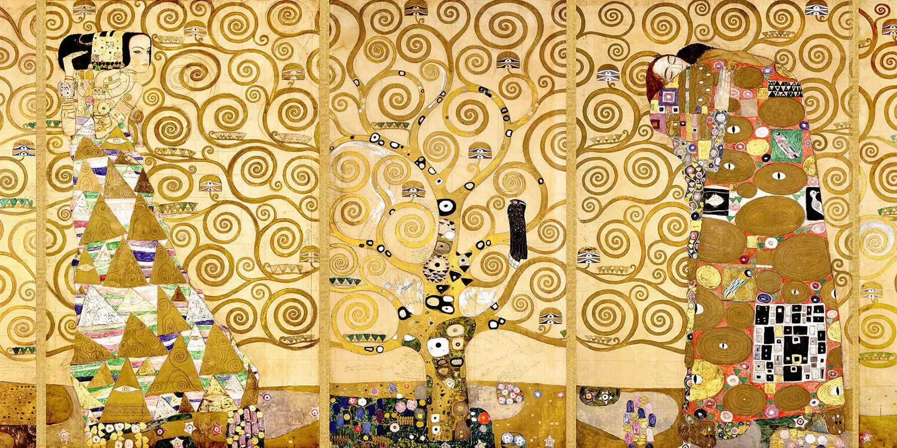 Reproduction du tableau « L'Arbre de Vie, Frise Stoclet - Gustav Klimt » par Alpha Reproduction en peinture à l’huile