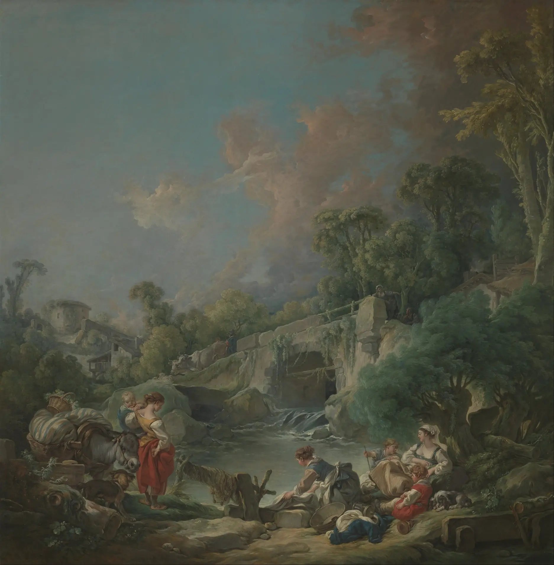 Lavandières - François Boucher image 1 reproduction artisanale de tableau