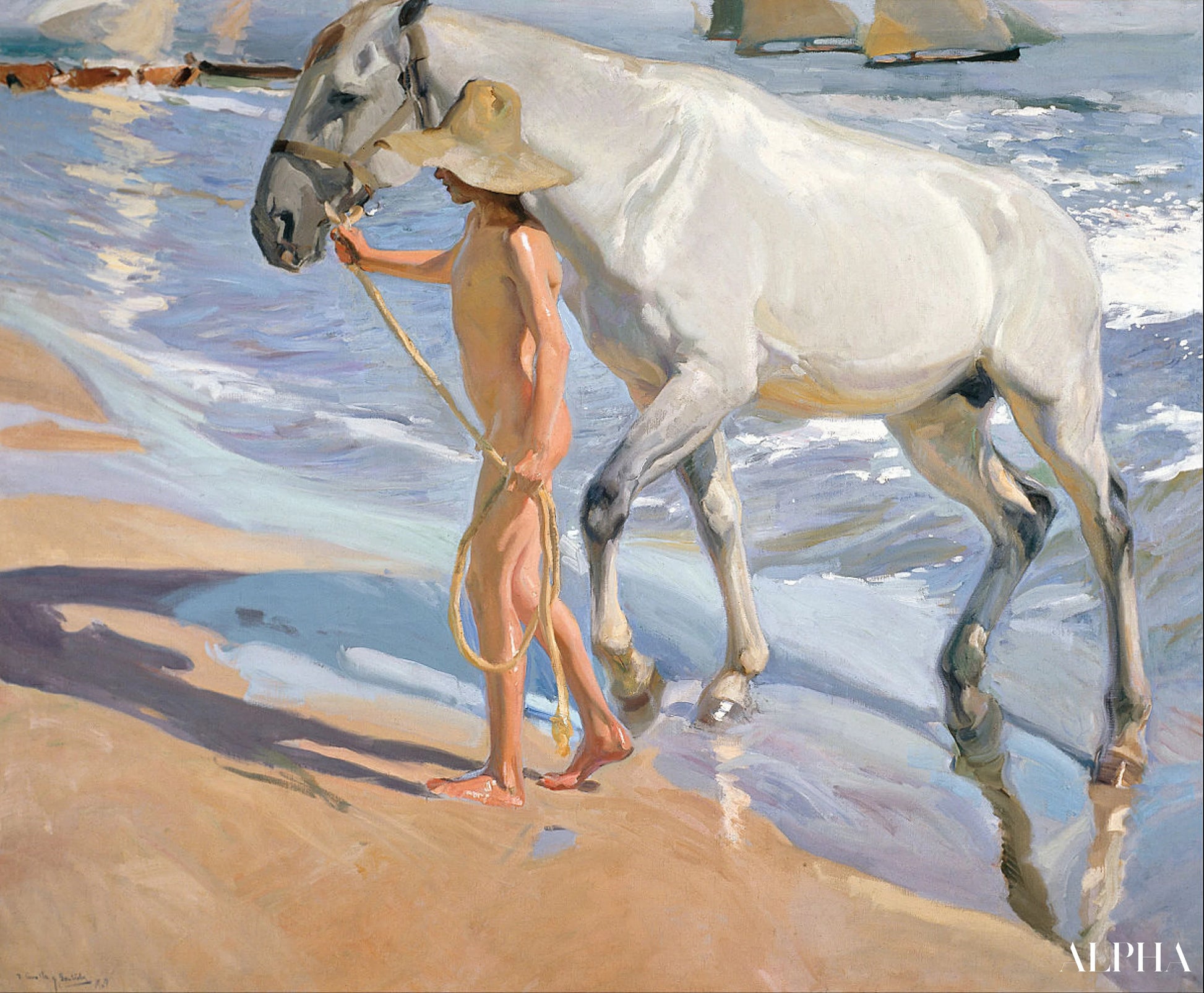 馬の入浴 - ソロージャ - 高級絵画および絵画の複製
