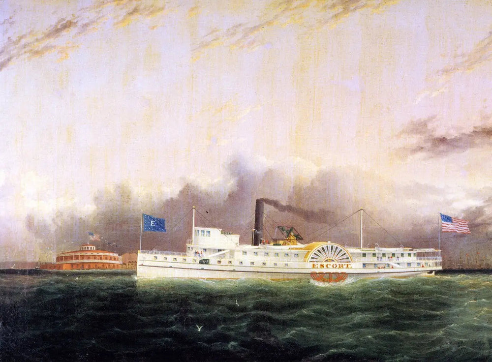 Le bateau à vapeur « Escord » au large de la batterie - James E. Buttersworth image 1 reproduction réalisée par Alpha Reproduction