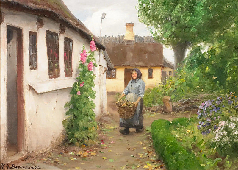 薪は家まで運ばれます。 - H. A. Brendekilde

Source:
Le bois de chauffage est transporté jusqu'à la maison. - H. A. Brendekilde