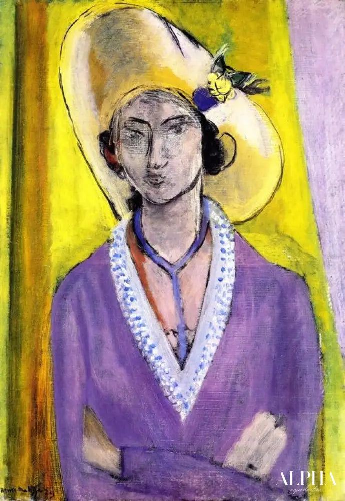 Le chapeau jaune - Matisse - Reproductions de tableaux et peintures haut de gamme