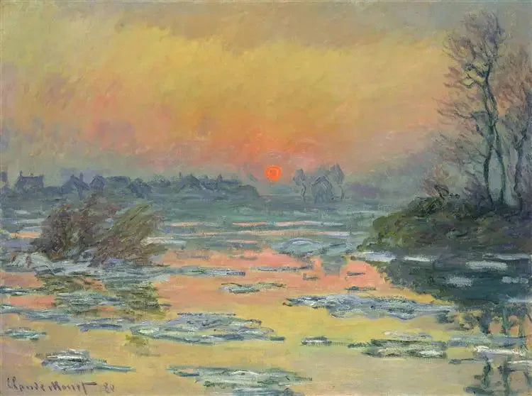冬のセーヌ川の夕焼け - クロード・モネ