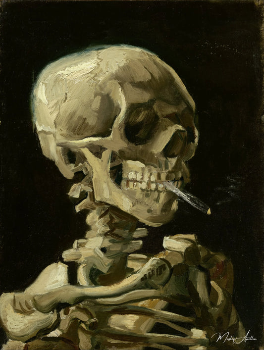 Le Crâne d'un squelette avec une cigarette allumée - Van Gogh - Reproductions de tableaux et peintures haut de gamme