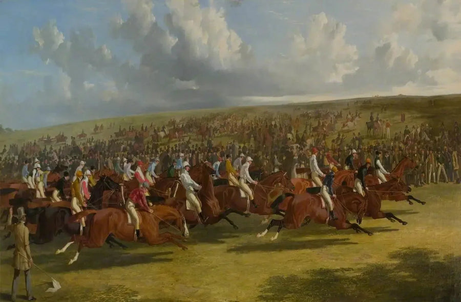 ル・ダービー、1844年：出発 - ジョン・フレデリック・ヘリング・シニア

Source:
Le Derby, 1844 : le départ - John Frederick Herring, Sr.