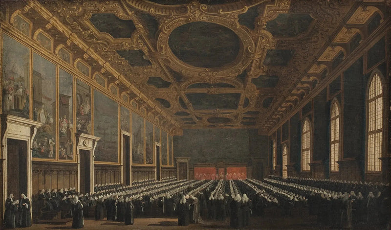 マルコ・カナレットによる「大議事堂のドージェと大評議会室」

Source:
Le Doge et le Grand Conseil dans la Sala del Maggior Consiglio - Canaletto
