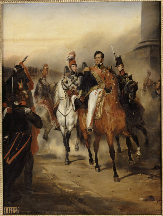 Le duc d'Orléans reçoit à la barrière du Trône le 1er régiment de hussards commandé par le duc de Chartres, 4 août 1830 - Ary Scheffer image 1 reproduction artisanale de tableau