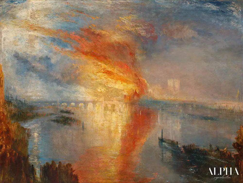 Le feu du bâtiment parlementaire - William Turner - Reproductions de tableaux et peintures haut de gamme