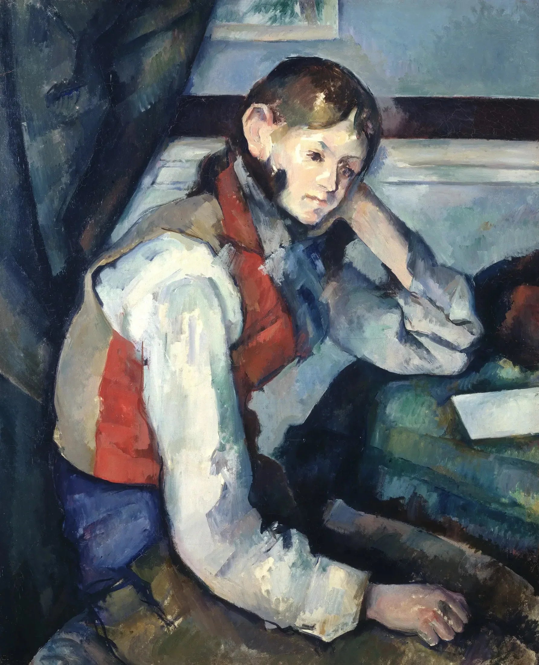 Le Garçon au gilet rouge - Paul Cézanne image 1 copie de tableau peinte à la main