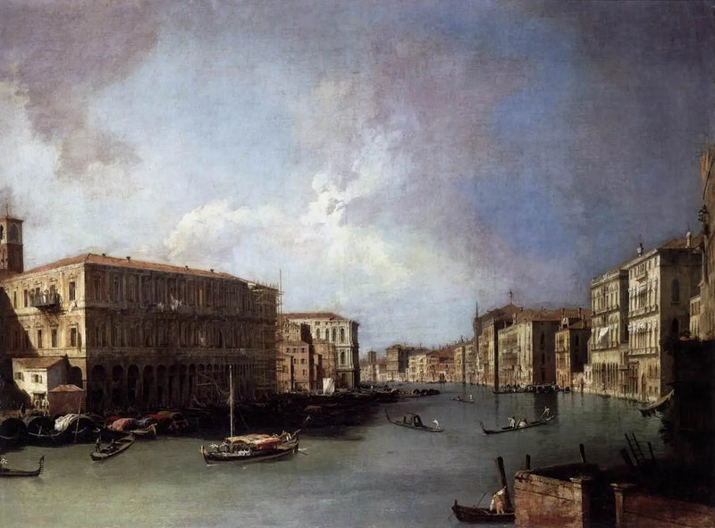 リオーネ橋付近の北側にあるグランド・カナル - カナレット

Source:
Le Grand Canal, vers le nord près du pont du Rialto - Canaletto