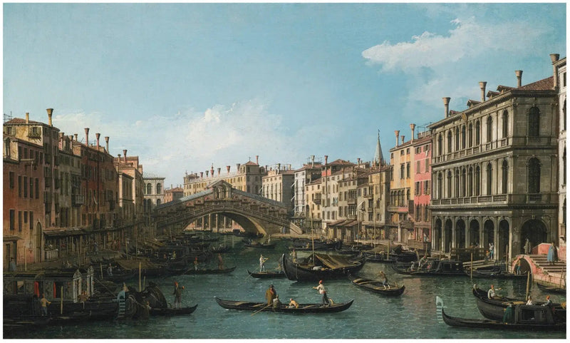 リバー・グランド・カナル北東側からドルフィン＝マニン宮殿とリオーネ橋までの眺め - カナレット

Source:
Le Grand Canal vu du nord-est depuis le Palazzo Dolfin-Manin jusqu'au pont du Rialto - Canaletto