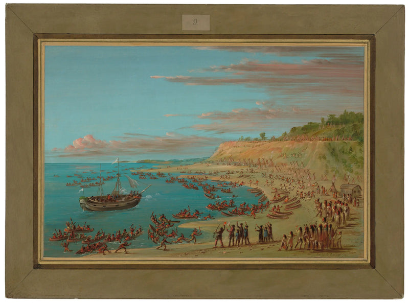 マッキナウ港に入るグリフォン。 1679年8月27日 - ジョージ・キャトリン

Source:
Le Griffon entrant dans le port de Mackinaw. 27 août 1679 - George Catlin
