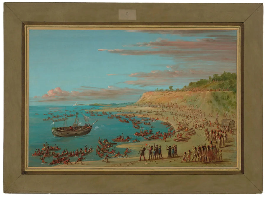 マッキナウ港に入るグリフォン。 1679年8月27日 - ジョージ・キャトリン

Source:
Le Griffon entrant dans le port de Mackinaw. 27 août 1679 - George Catlin