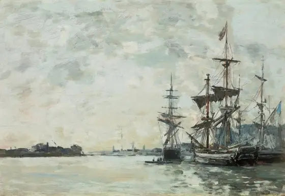 Le Havre, vaisseaux à l'ancre dans le port - Eugène Boudin image 1 reproduction réalisée par Alpha Reproduction