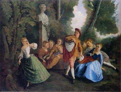 Reproduction du tableau « Le Jeu de cache-cache, d'après Lancret - Paul Cézanne » par Alpha Reproduction en peinture à l’huile