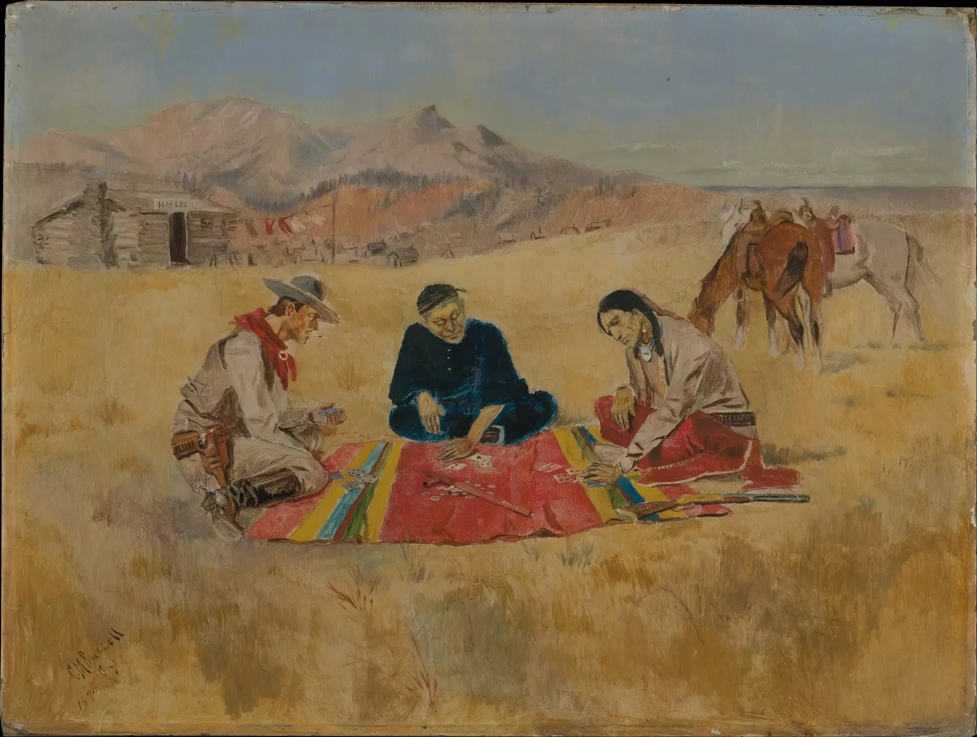 Le jeu de poker - Charles Marion Russell image 1 reproduction artisanale de tableau