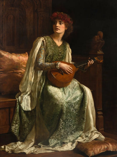 Reproduction du tableau « Le joueur de luth - John Collier » par Alpha Reproduction en peinture à l’huile