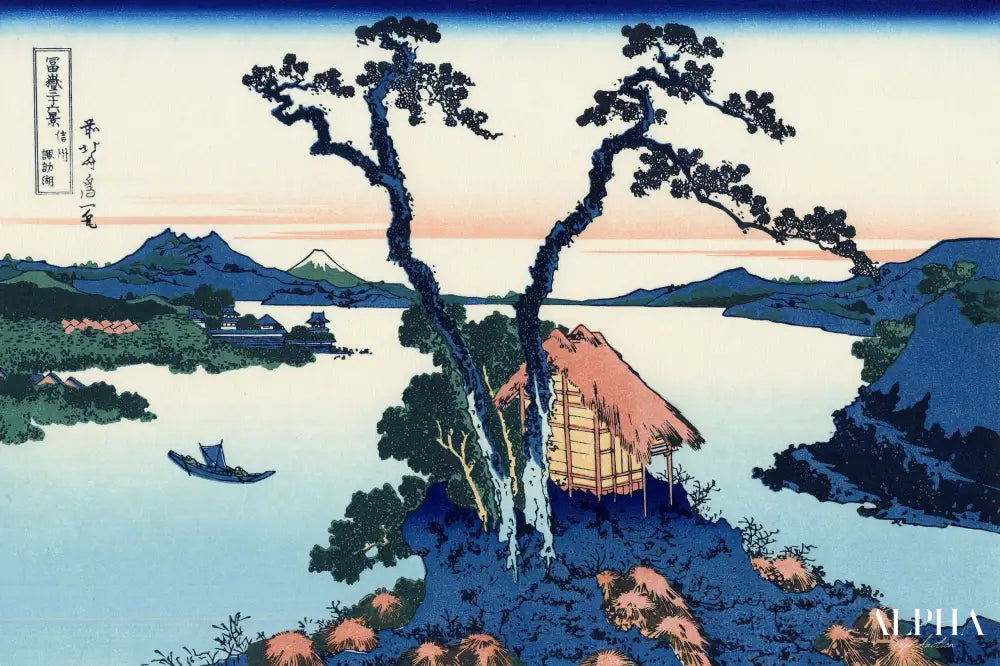 Le lac Suwa dans la province de Shinano - Katsushika Hokusai - Reproductions de tableaux et peintures haut de gamme