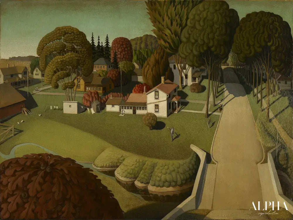 Le lieu de naissance d'Herbert Hoover, West Branch, Iowa - Grant Wood - Reproductions de tableaux et peintures haut de gamme