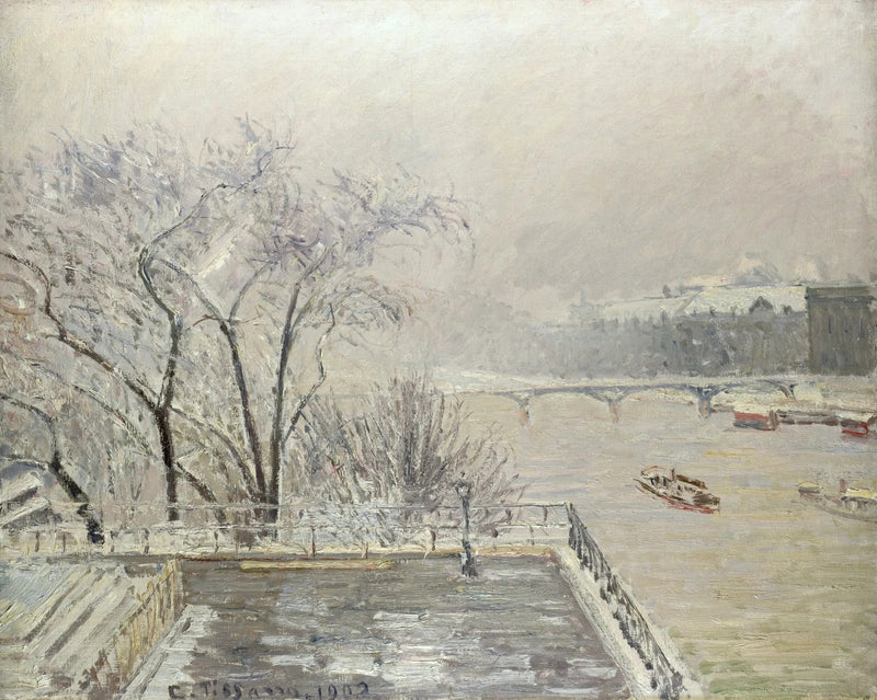 ルーヴル、美術館、雪の効果（第二シリーズ） - カミーユ・ピサロ