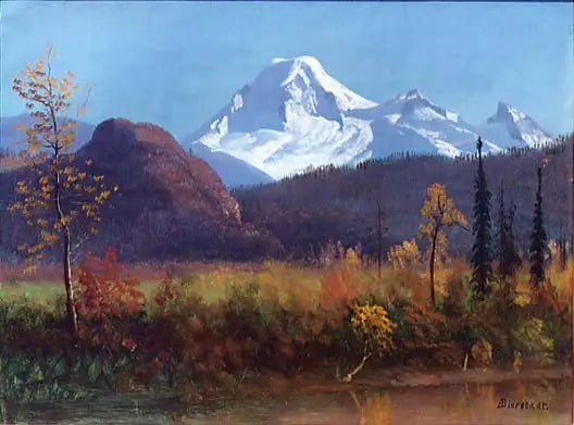 Le mont Baker depuis le fleuve Fraser - Albert Bierstadt image 1 reproduction artisanale de tableau