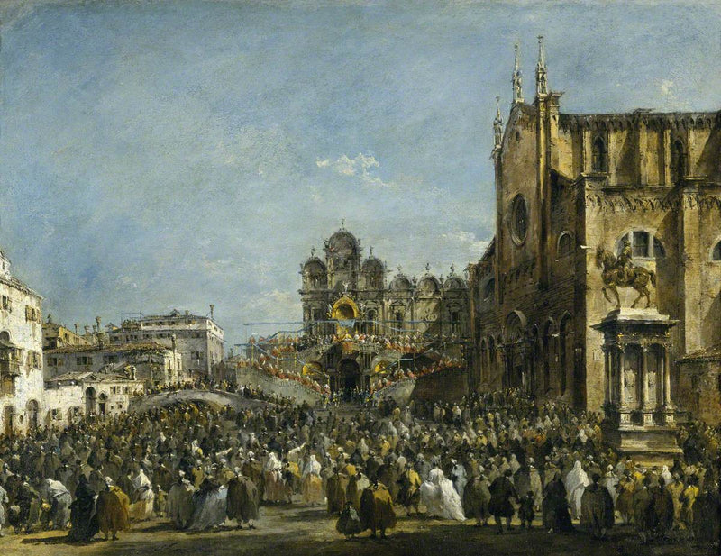 1782年にヴェネツィアの人々に祝福を授ける教皇ピウス6世 - フランチェスコ・グアルディ