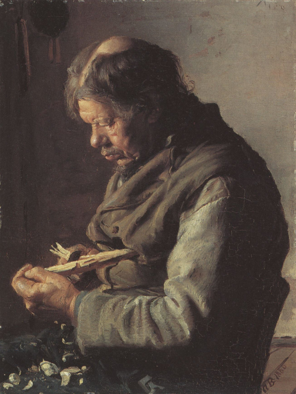 Le pêcheur Lars Gaihede sculpte un bâton - Anna Ancher image 1 reproduction d’œuvre d’art à l’huile