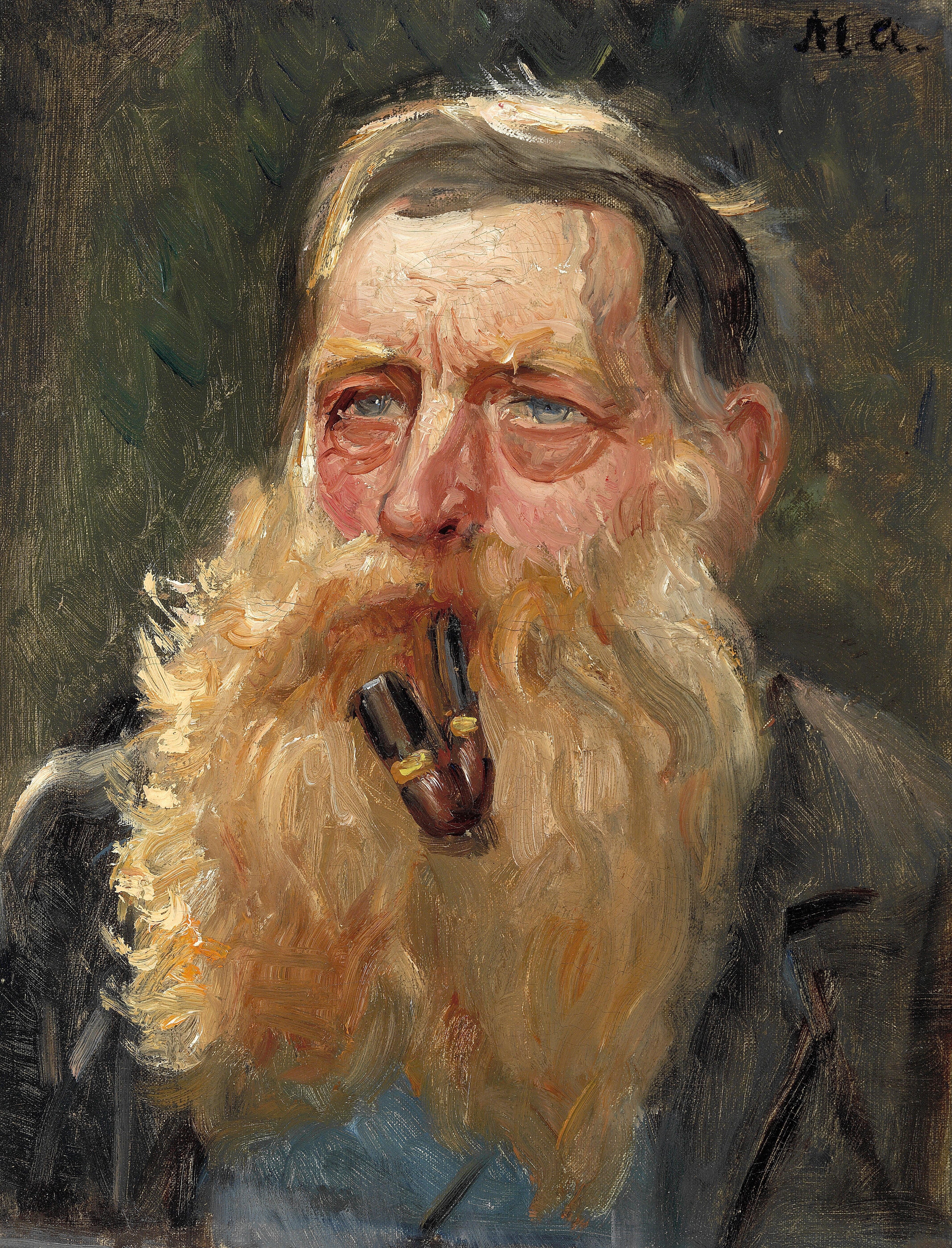 Le plongeur, M. Nielsen, fume la pipe. - Michael Peter Ancher image 1 tableau peint à l’huile sur toile