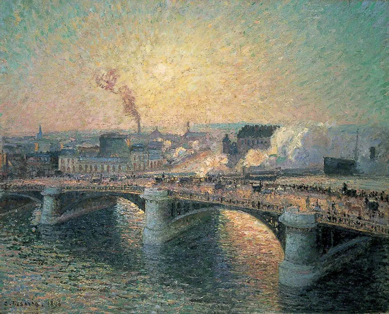ボワルディュー橋、ルーアン、夕日 - カミーユ・ピサロ