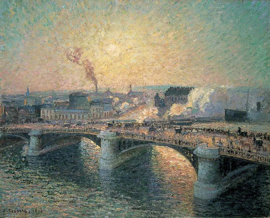 ボワルディュー橋、ルーアン、夕日 - カミーユ・ピサロ