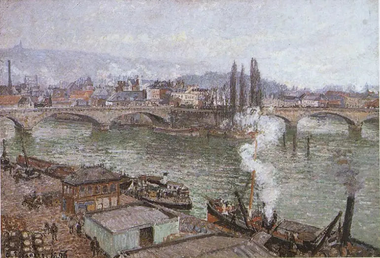 ルーアンの石橋、灰色の天気 - カミーユ・ピサロ