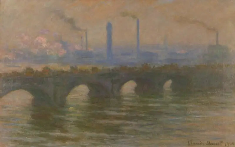 ウォータールー橋、曇りの天気 - クロード・モネ