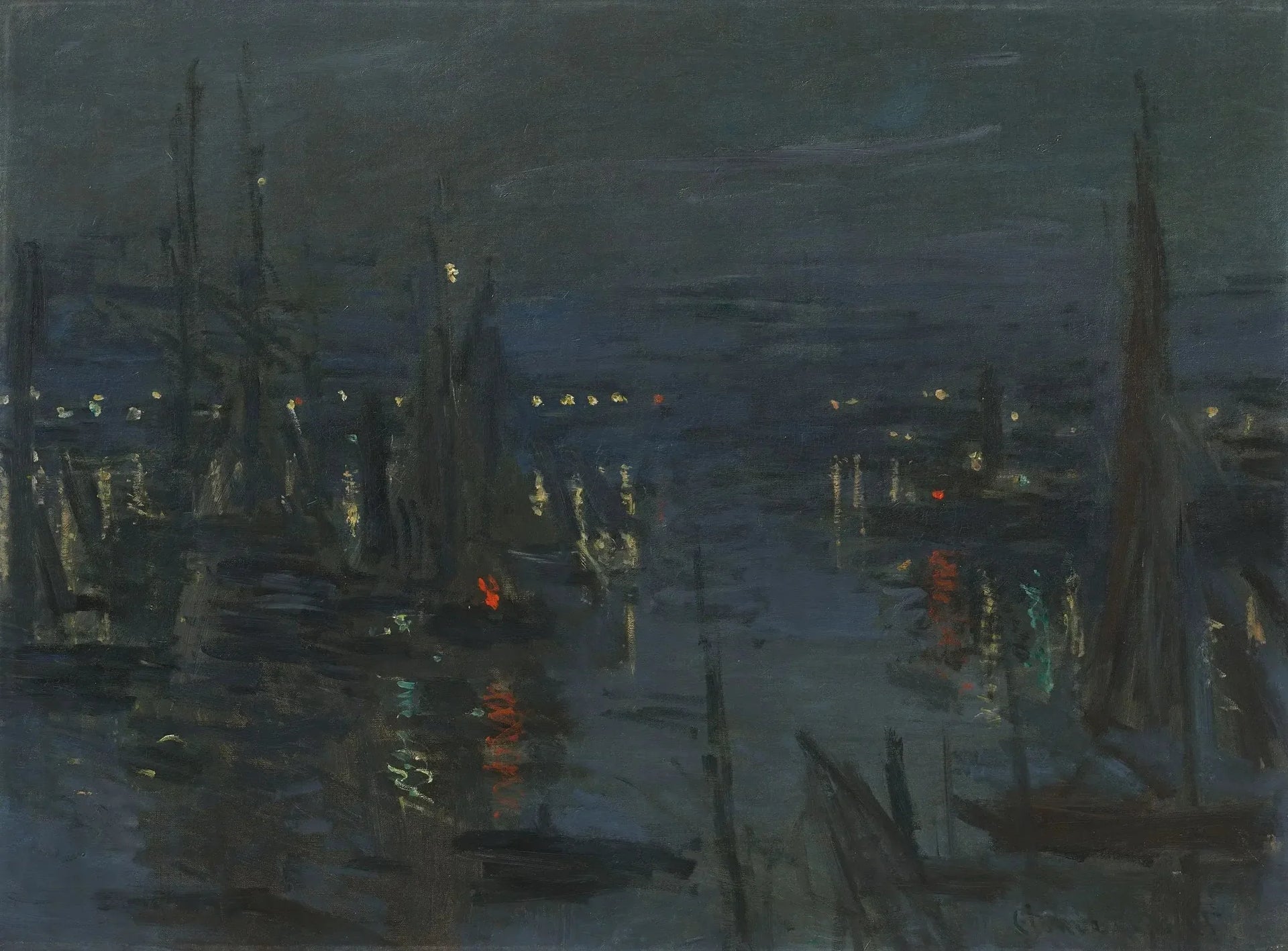 Le port du Havre, effet de nuit - Claude Monet image 1 reproduction artisanale de tableau