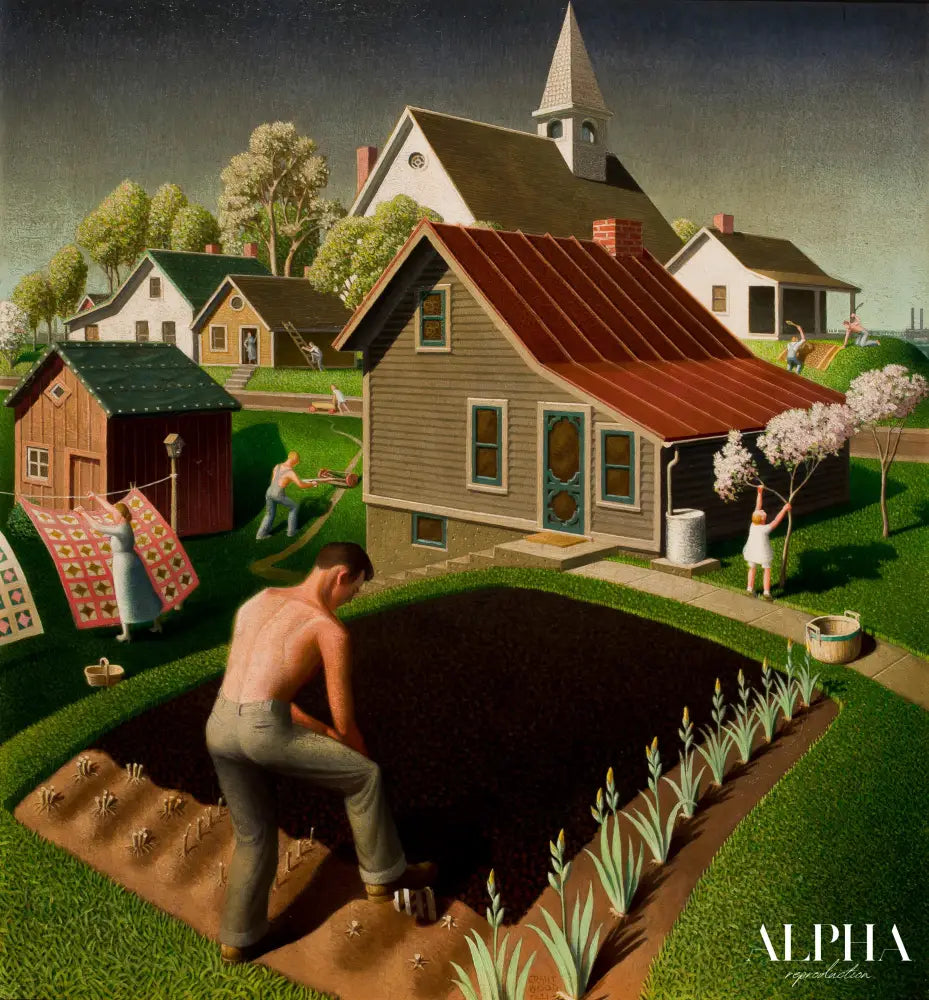 Le printemps en ville - Grant Wood - Reproductions de tableaux et peintures haut de gamme