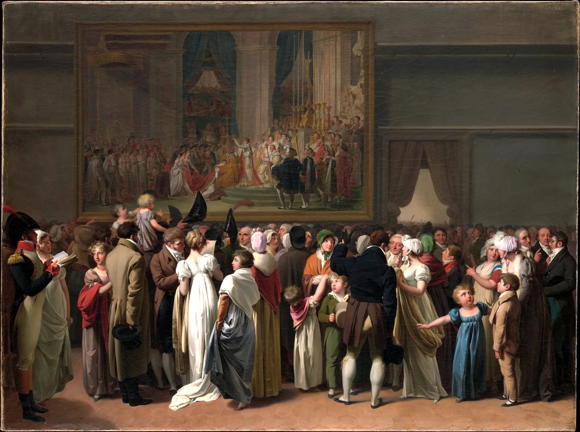 Le Public regardant le « Couronnement » de David au Louvre - Louis-Léopold Boilly image 1 copie de tableau peinte à la main
